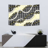 Black Palaka Hawaii Tapestry Kukui Nut Pikake Lei Hawaiian Tapa Pattern LT14 - Polynesian Pride
