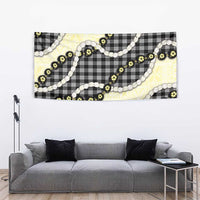 Black Palaka Hawaii Tapestry Kukui Nut Pikake Lei Hawaiian Tapa Pattern LT14 - Polynesian Pride