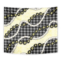 Black Palaka Hawaii Tapestry Kukui Nut Pikake Lei Hawaiian Tapa Pattern LT14 - Polynesian Pride