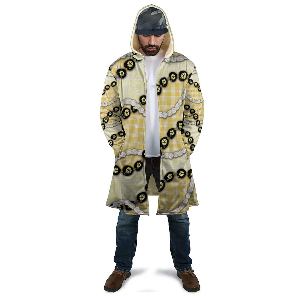 Yellow Palaka Hawaii Cloak Kukui Nut Pikake Lei Hawaiian Tapa Pattern - Polynesian Pride