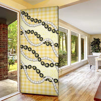 Yellow Palaka Hawaii Door Cover Kukui Nut Pikake Lei Hawaiian Tapa Pattern LT14 - Polynesian Pride