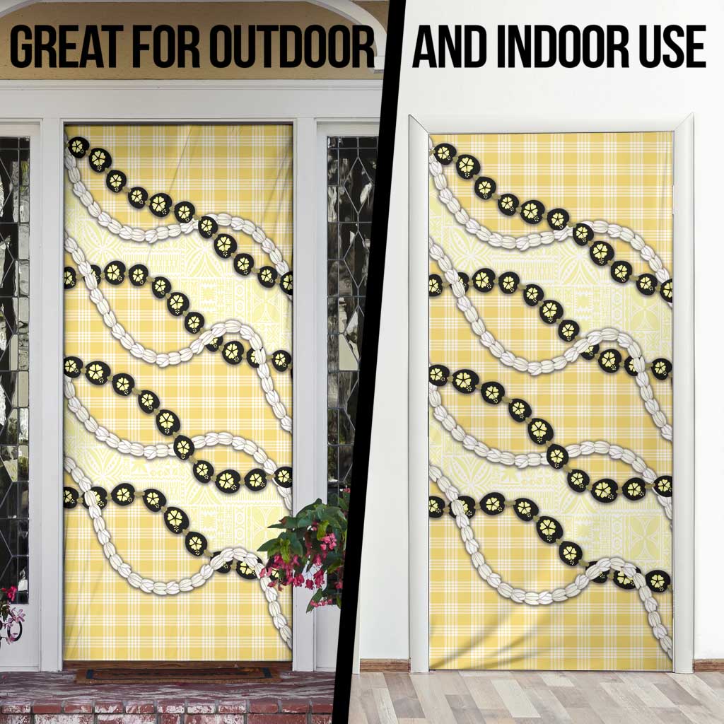 Yellow Palaka Hawaii Door Cover Kukui Nut Pikake Lei Hawaiian Tapa Pattern LT14 - Polynesian Pride
