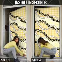 Yellow Palaka Hawaii Door Cover Kukui Nut Pikake Lei Hawaiian Tapa Pattern LT14 - Polynesian Pride