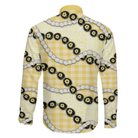 Yellow Palaka Hawaii Family Matching Puletasi and Hawaiian Shirt Kukui Nut Pikake Lei Hawaiian Tapa Pattern LT14 - Polynesian Pride