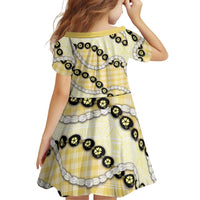Yellow Palaka Hawaii Family Matching Summer Maxi Dress and Hawaiian Shirt Kukui Nut Pikake Lei Hawaiian Tapa Pattern LT14 - Polynesian Pride