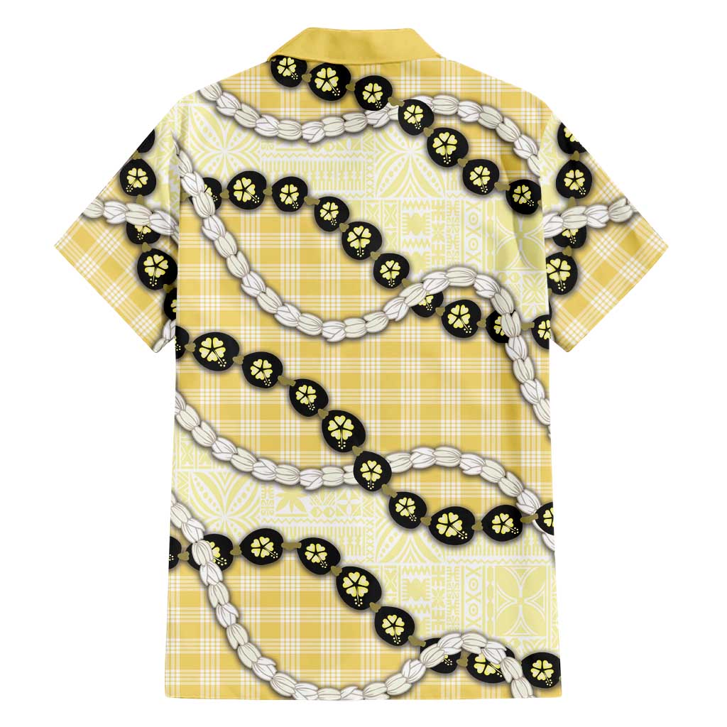 Yellow Palaka Hawaii Hawaiian Shirt Kukui Nut Pikake Lei Hawaiian Tapa Pattern - Polynesian Pride