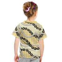 Yellow Palaka Hawaii Kid T Shirt Kukui Nut Pikake Lei Hawaiian Tapa Pattern - Polynesian Pride