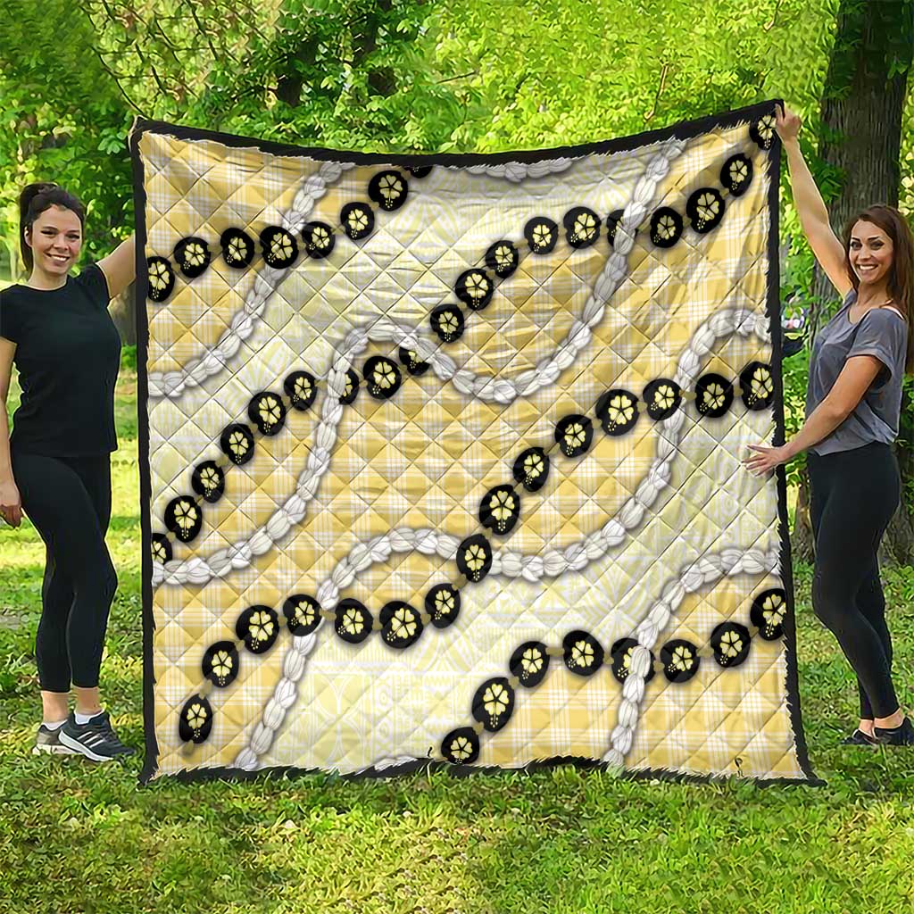 Yellow Palaka Hawaii Quilt Kukui Nut Pikake Lei Hawaiian Tapa Pattern LT14 - Polynesian Pride