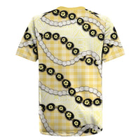 Yellow Palaka Hawaii Rugby Jersey Kukui Nut Pikake Lei Hawaiian Tapa Pattern - Polynesian Pride
