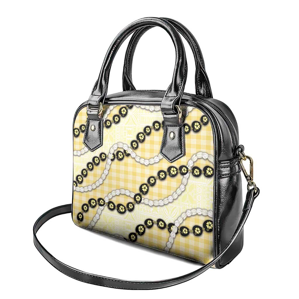 Yellow Palaka Hawaii Shoulder Handbag Kukui Nut Pikake Lei Hawaiian Tapa Pattern LT14 - Polynesian Pride