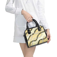 Yellow Palaka Hawaii Shoulder Handbag Kukui Nut Pikake Lei Hawaiian Tapa Pattern LT14 - Polynesian Pride