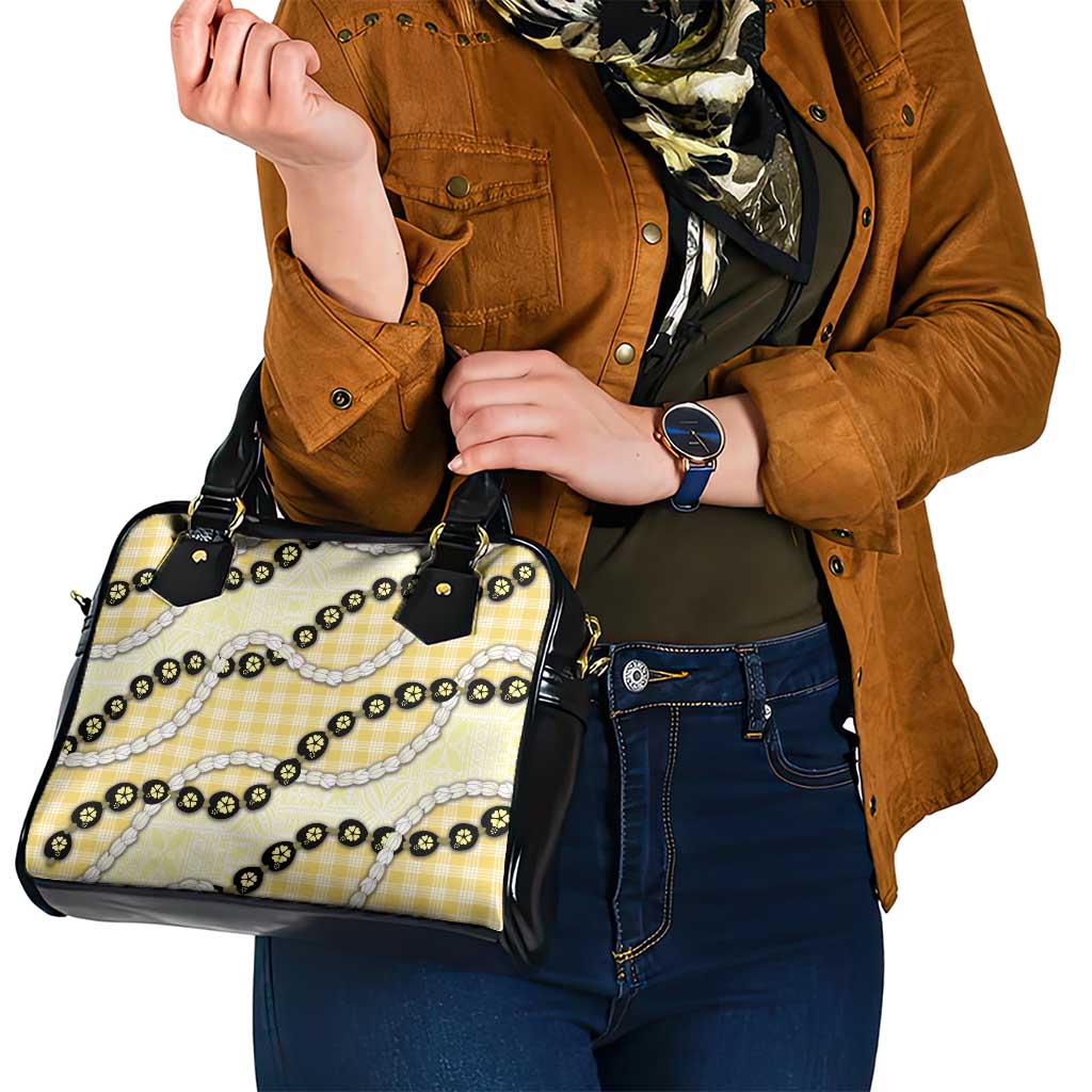 Yellow Palaka Hawaii Shoulder Handbag Kukui Nut Pikake Lei Hawaiian Tapa Pattern LT14 - Polynesian Pride