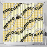 Yellow Palaka Hawaii Shower Curtain Kukui Nut Pikake Lei Hawaiian Tapa Pattern LT14 - Polynesian Pride