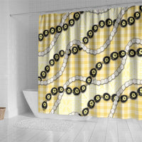 Yellow Palaka Hawaii Shower Curtain Kukui Nut Pikake Lei Hawaiian Tapa Pattern LT14 - Polynesian Pride