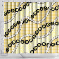 Yellow Palaka Hawaii Shower Curtain Kukui Nut Pikake Lei Hawaiian Tapa Pattern LT14 - Polynesian Pride