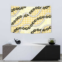 Yellow Palaka Hawaii Tapestry Kukui Nut Pikake Lei Hawaiian Tapa Pattern - Polynesian Pride