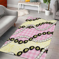 Pink Palaka Hawaii Area Rug Kukui Nut Pikake Lei Hawaiian Tapa Pattern - Polynesian Pride