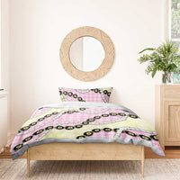 Pink Palaka Hawaii Bedding Set Kukui Nut Pikake Lei Hawaiian Tapa Pattern - Polynesian Pride