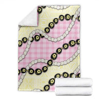 Pink Palaka Hawaii Blanket Kukui Nut Pikake Lei Hawaiian Tapa Pattern LT14 - Polynesian Pride