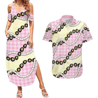 Pink Palaka Hawaii Couples Matching Summer Maxi Dress and Hawaiian Shirt Kukui Nut Pikake Lei Hawaiian Tapa Pattern LT14 Pink - Polynesian Pride