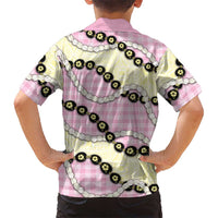 Pink Palaka Hawaii Family Matching Tank Maxi Dress and Hawaiian Shirt Kukui Nut Pikake Lei Hawaiian Tapa Pattern LT14 - Polynesian Pride
