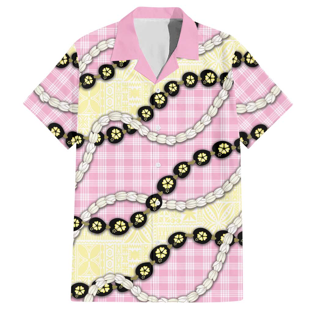 Pink Palaka Hawaii Hawaiian Shirt Kukui Nut Pikake Lei Hawaiian Tapa Pattern - Polynesian Pride