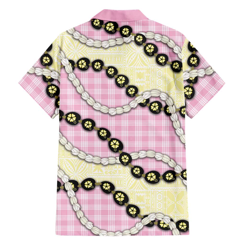 Pink Palaka Hawaii Hawaiian Shirt Kukui Nut Pikake Lei Hawaiian Tapa Pattern - Polynesian Pride