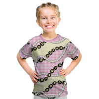 Pink Palaka Hawaii Kid T Shirt Kukui Nut Pikake Lei Hawaiian Tapa Pattern - Polynesian Pride