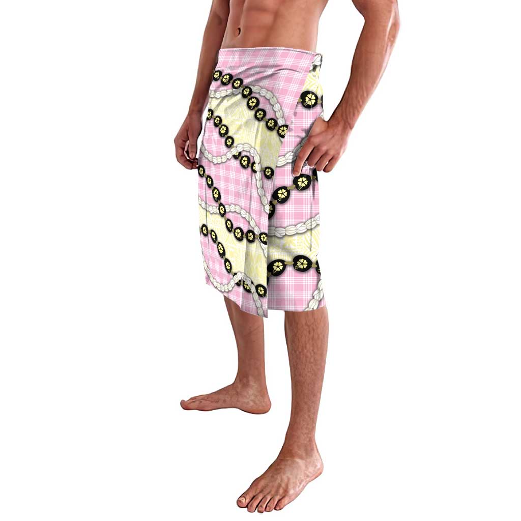 Pink Palaka Hawaii Lavalava Kukui Nut Pikake Lei Hawaiian Tapa Pattern - Polynesian Pride