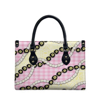 Pink Palaka Hawaii Leather Bag Kukui Nut Pikake Lei Hawaiian Tapa Pattern LT14 - Polynesian Pride
