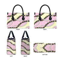 Pink Palaka Hawaii Leather Bag Kukui Nut Pikake Lei Hawaiian Tapa Pattern LT14 - Polynesian Pride