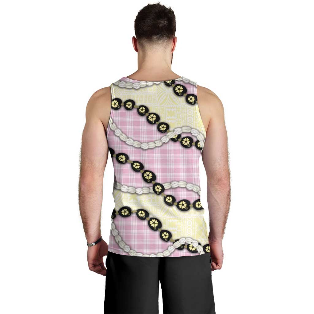 Pink Palaka Hawaii Men Tank Top Kukui Nut Pikake Lei Hawaiian Tapa Pattern LT14 - Polynesian Pride