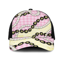 Pink Palaka Hawaii Mesh Trucker Cap Kukui Nut Pikake Lei Hawaiian Tapa Pattern - Polynesian Pride