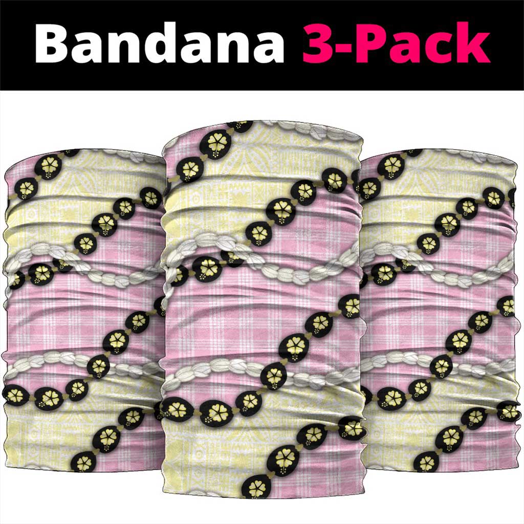 Pink Palaka Hawaii Neck Gaiter Kukui Nut Pikake Lei Hawaiian Tapa Pattern LT14 package One Size: 25*50cm Pink - Polynesian Pride