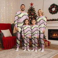 Pink Palaka Hawaii Christmas Pajama Set Kukui Nut Pikake Lei Hawaiian Tapa Pattern - Polynesian Pride