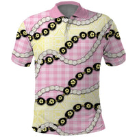 Pink Palaka Hawaii Polo Shirt Kukui Nut Pikake Lei Hawaiian Tapa Pattern LT14 Pink - Polynesian Pride