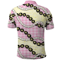 Pink Palaka Hawaii Polo Shirt Kukui Nut Pikake Lei Hawaiian Tapa Pattern LT14 - Polynesian Pride