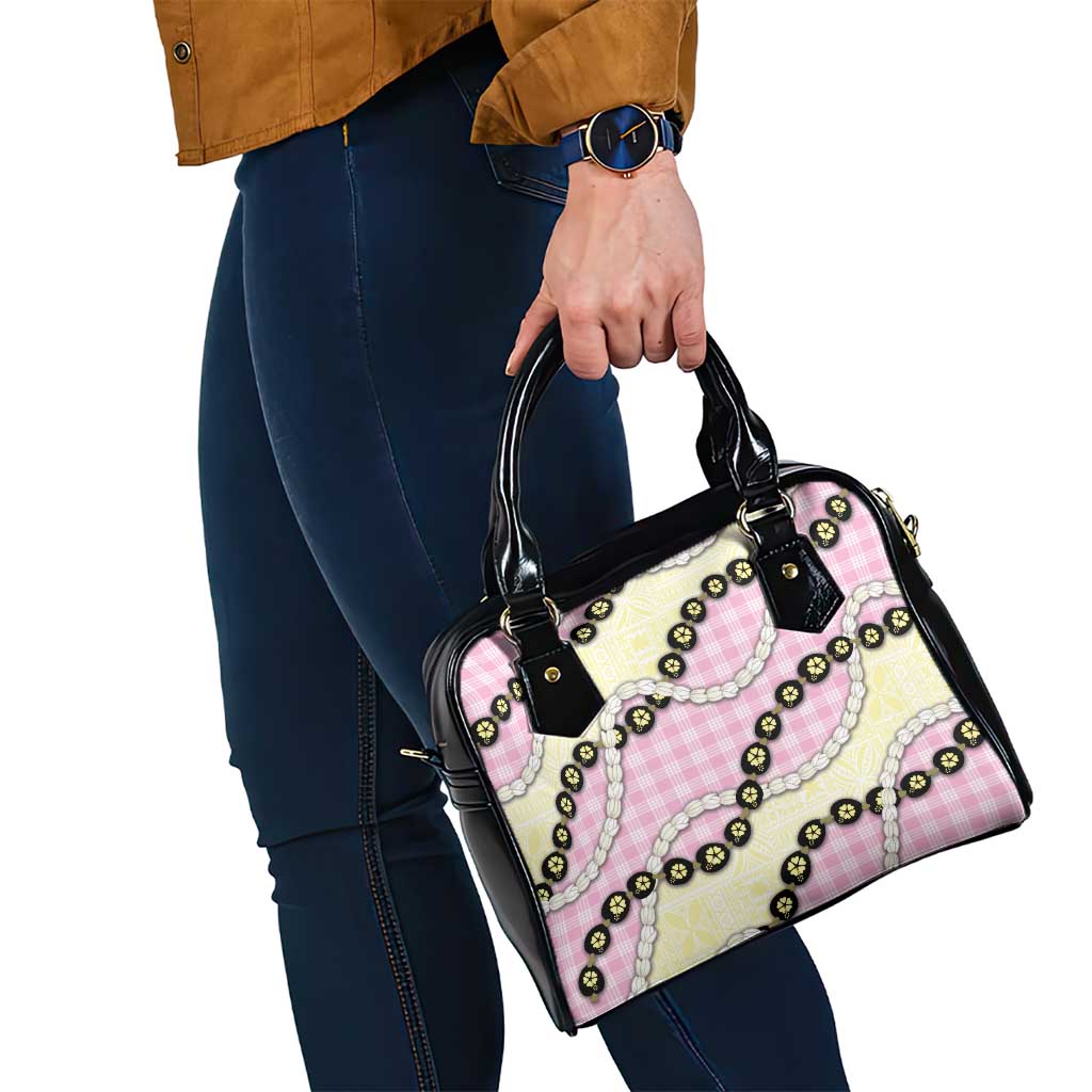 Pink Palaka Hawaii Shoulder Handbag Kukui Nut Pikake Lei Hawaiian Tapa Pattern LT14 - Polynesian Pride