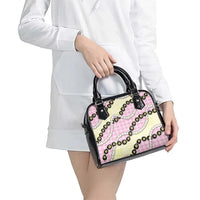 Pink Palaka Hawaii Shoulder Handbag Kukui Nut Pikake Lei Hawaiian Tapa Pattern LT14 - Polynesian Pride