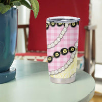 Pink Palaka Hawaii Tumbler Cup Kukui Nut Pikake Lei Hawaiian Tapa Pattern LT14 - Polynesian Pride