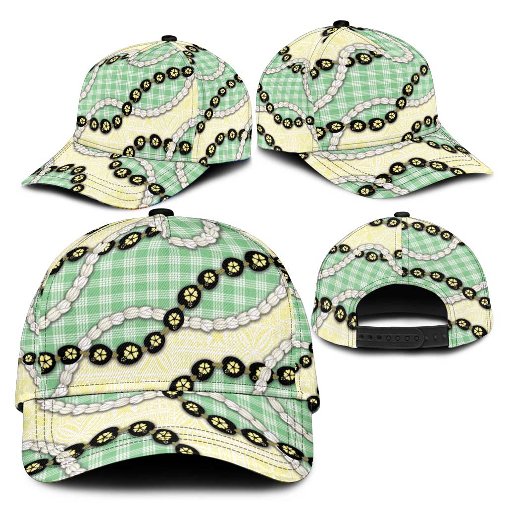 Green Palaka Hawaii Classic Cap Kukui Nut Pikake Lei Hawaiian Tapa Pattern LT14 - Polynesian Pride