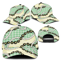 Green Palaka Hawaii Classic Cap Kukui Nut Pikake Lei Hawaiian Tapa Pattern LT14 - Polynesian Pride