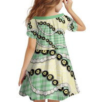 Green Palaka Hawaii Family Matching Summer Maxi Dress and Hawaiian Shirt Kukui Nut Pikake Lei Hawaiian Tapa Pattern LT14 - Polynesian Pride