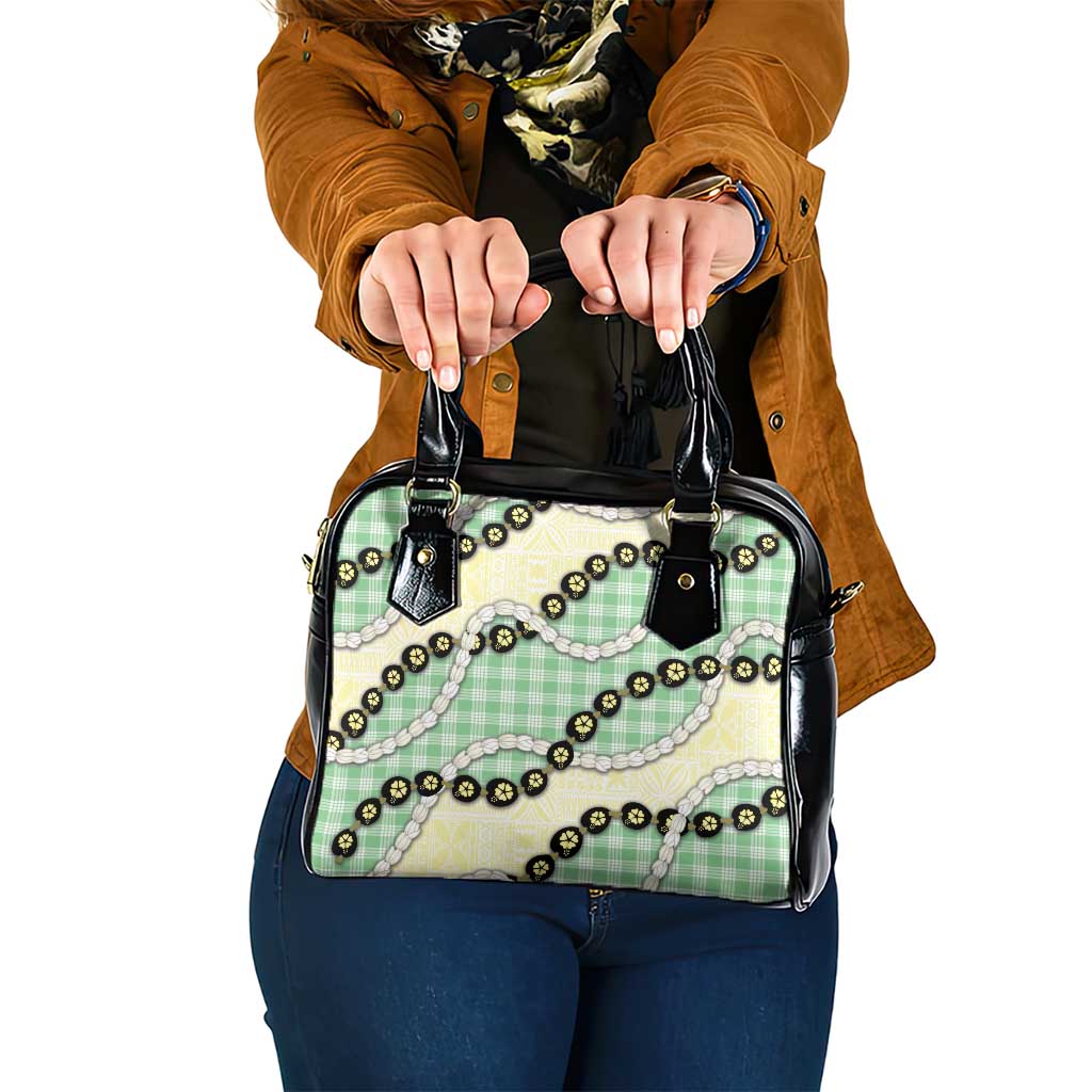 Green Palaka Hawaii Shoulder Handbag Kukui Nut Pikake Lei Hawaiian Tapa Pattern LT14 One Size Green - Polynesian Pride