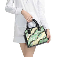 Green Palaka Hawaii Shoulder Handbag Kukui Nut Pikake Lei Hawaiian Tapa Pattern LT14 - Polynesian Pride