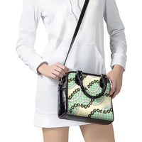 Green Palaka Hawaii Shoulder Handbag Kukui Nut Pikake Lei Hawaiian Tapa Pattern LT14 - Polynesian Pride