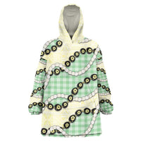 Green Palaka Hawaii Wearable Blanket Hoodie Kukui Nut Pikake Lei Hawaiian Tapa Pattern LT14 One Size Green - Polynesian Pride