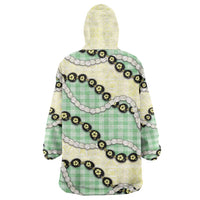 Green Palaka Hawaii Wearable Blanket Hoodie Kukui Nut Pikake Lei Hawaiian Tapa Pattern LT14 - Polynesian Pride