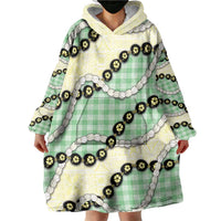 Green Palaka Hawaii Wearable Blanket Hoodie Kukui Nut Pikake Lei Hawaiian Tapa Pattern LT14 - Polynesian Pride