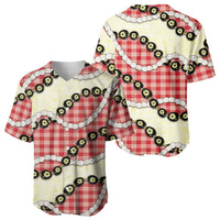 Red Palaka Hawaii Baseball Jersey Kukui Nut Pikake Lei Hawaiian Tapa Pattern - Polynesian Pride